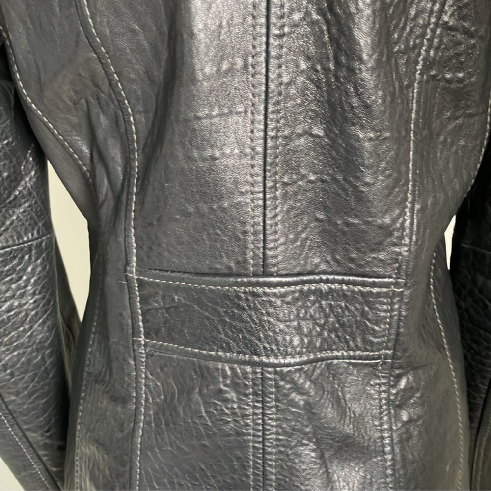 Marc New York Black Leather Zip-Front Jacket Moto - Picture 5 of 12